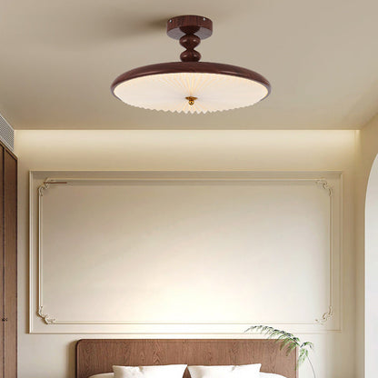 Traditional Vintage Round Iron Plastic LED Semi-Flush Mount Ceiling Light For Living Room