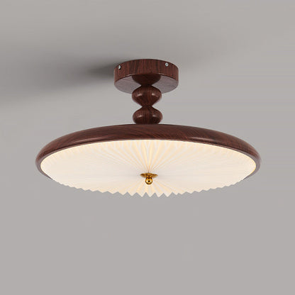 Traditional Vintage Round Iron Plastic LED Semi-Flush Mount Ceiling Light For Living Room