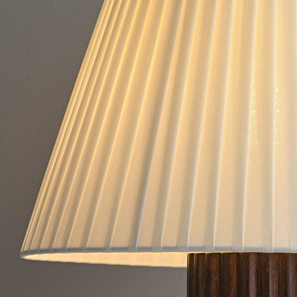 Traditional Japanese Drum Wood Fabric 1-Light Table Lamp For Living Room