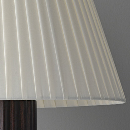 Traditional Japanese Drum Wood Fabric 1-Light Table Lamp For Living Room