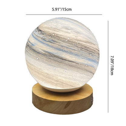 Contemporary Creative Globe Wood Glass LED Table Lamp For Living Room