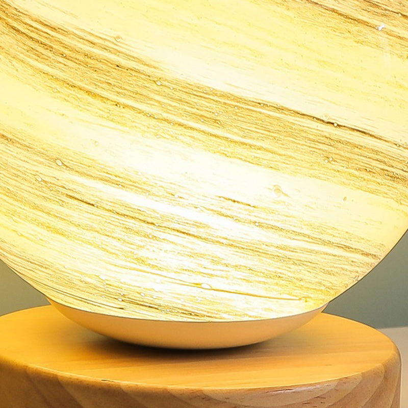 Contemporary Creative Globe Wood Glass LED Table Lamp For Living Room