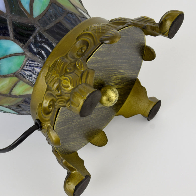 Traditional Tiffany Dome Iron Glass 2-Light Table Lamp For Living Room