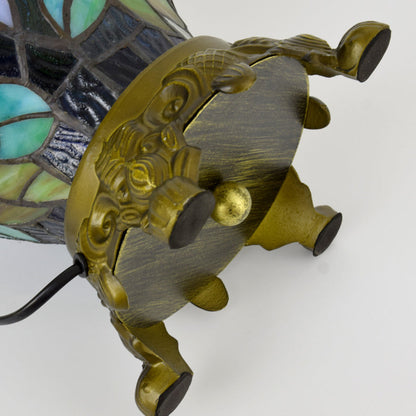 Traditional Tiffany Dome Iron Glass 2-Light Table Lamp For Living Room