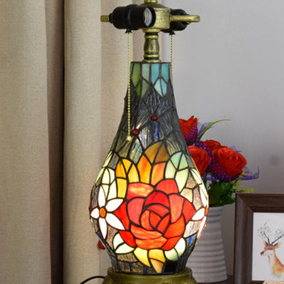 Traditional Tiffany Dome Iron Glass 2-Light Table Lamp For Living Room