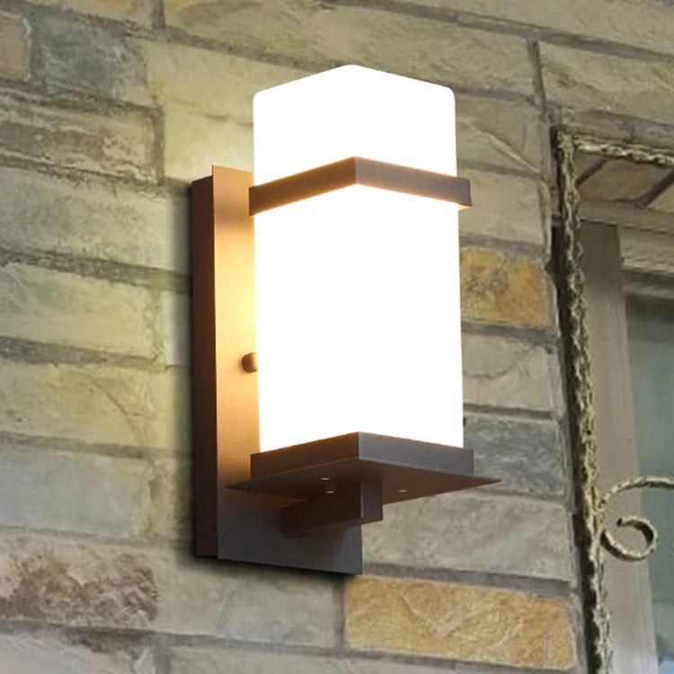 Modern Minimalist Rectangular Iron Glass 1-Light Wall Sconce Lamp For Garden