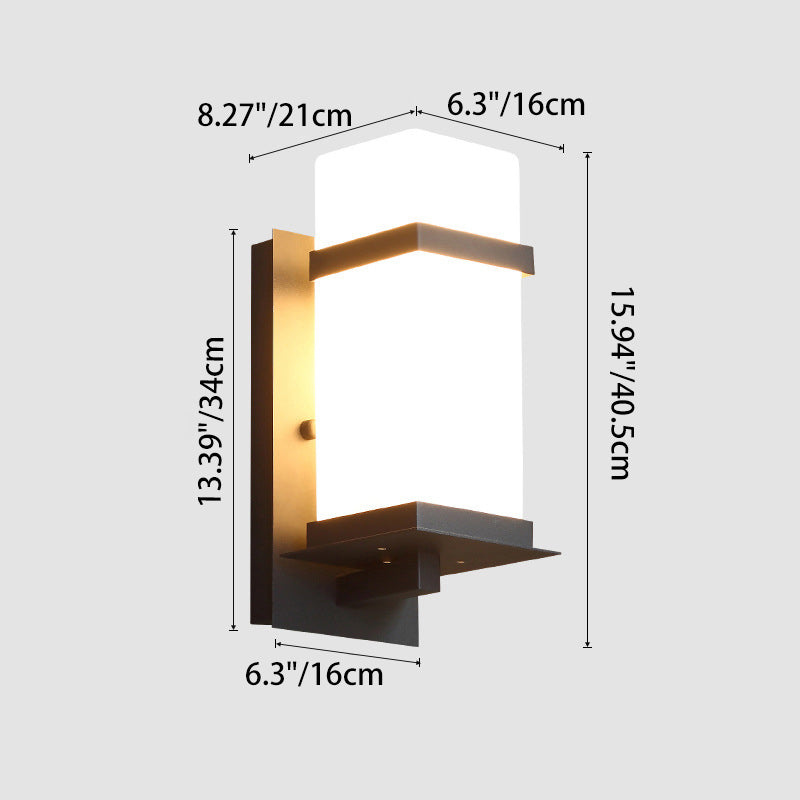 Modern Minimalist Rectangular Iron Glass 1-Light Wall Sconce Lamp For Garden