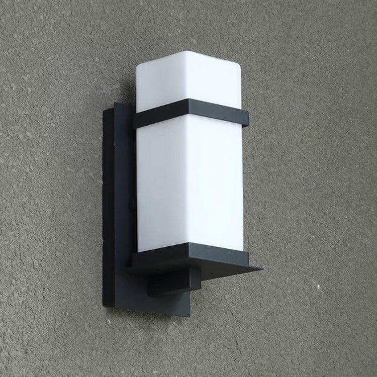 Modern Minimalist Rectangular Iron Glass 1-Light Wall Sconce Lamp For Garden