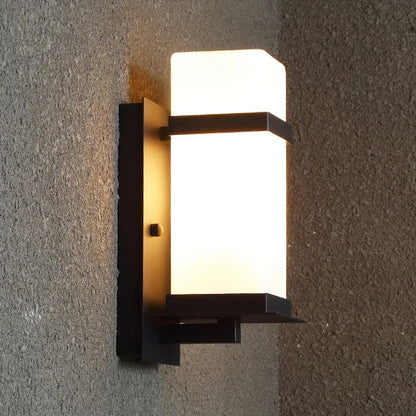 Modern Minimalist Rectangular Iron Glass 1-Light Wall Sconce Lamp For Garden