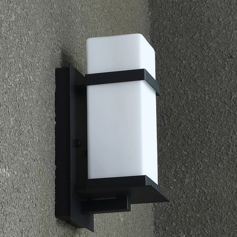 Modern Minimalist Rectangular Iron Glass 1-Light Wall Sconce Lamp For Garden
