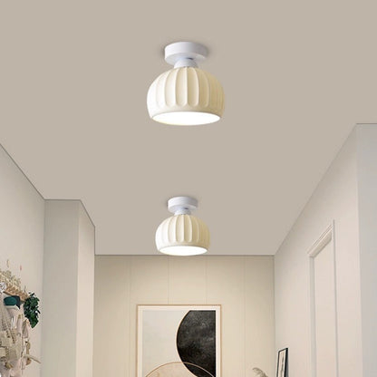 Contemporary Creative Round Iron Ceramic 1-Light Semi-Flush Mount Ceiling Light For Living Room