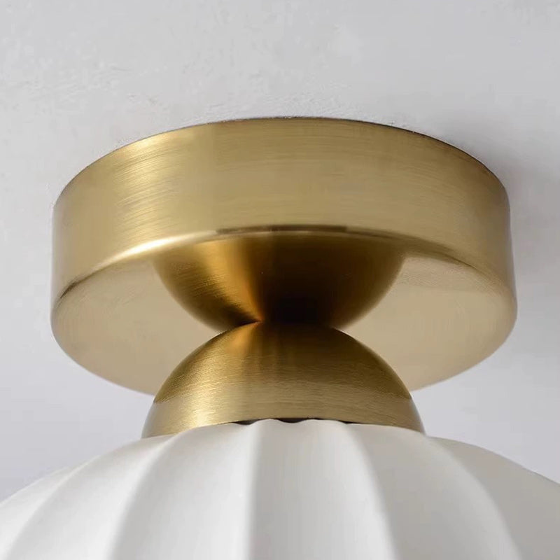 Contemporary Creative Round Iron Ceramic 1-Light Semi-Flush Mount Ceiling Light For Living Room