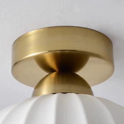 Contemporary Creative Round Iron Ceramic 1-Light Semi-Flush Mount Ceiling Light For Living Room