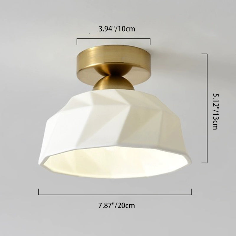 Contemporary Creative Round Iron Ceramic 1-Light Semi-Flush Mount Ceiling Light For Living Room