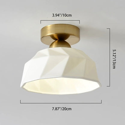 Contemporary Creative Round Iron Ceramic 1-Light Semi-Flush Mount Ceiling Light For Living Room