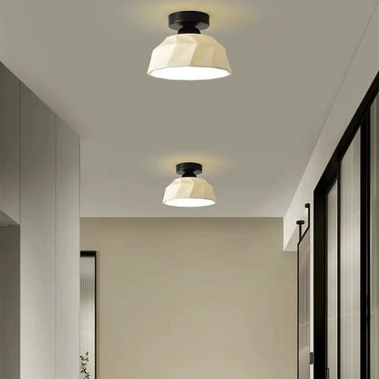 Contemporary Creative Round Iron Ceramic 1-Light Semi-Flush Mount Ceiling Light For Living Room