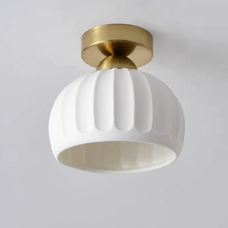 Contemporary Creative Round Iron Ceramic 1-Light Semi-Flush Mount Ceiling Light For Living Room