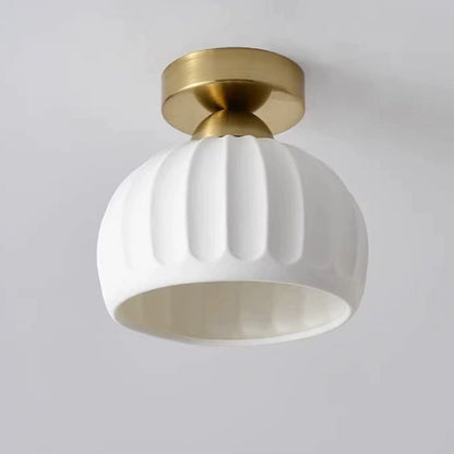 Contemporary Creative Round Iron Ceramic 1-Light Semi-Flush Mount Ceiling Light For Living Room