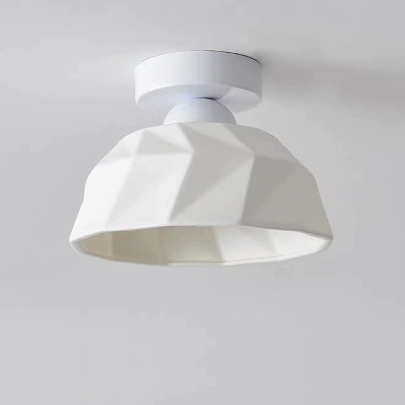 Contemporary Creative Round Iron Ceramic 1-Light Semi-Flush Mount Ceiling Light For Living Room
