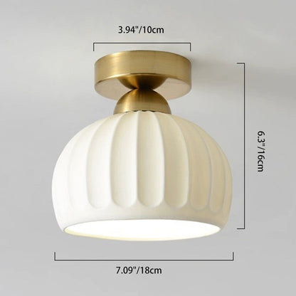 Contemporary Creative Round Iron Ceramic 1-Light Semi-Flush Mount Ceiling Light For Living Room