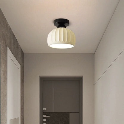 Contemporary Creative Round Iron Ceramic 1-Light Semi-Flush Mount Ceiling Light For Living Room