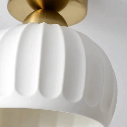 Contemporary Creative Round Iron Ceramic 1-Light Semi-Flush Mount Ceiling Light For Living Room