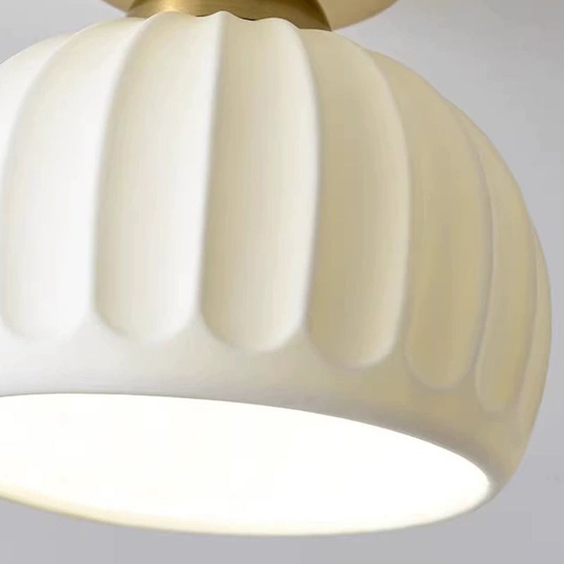 Contemporary Creative Round Iron Ceramic 1-Light Semi-Flush Mount Ceiling Light For Living Room