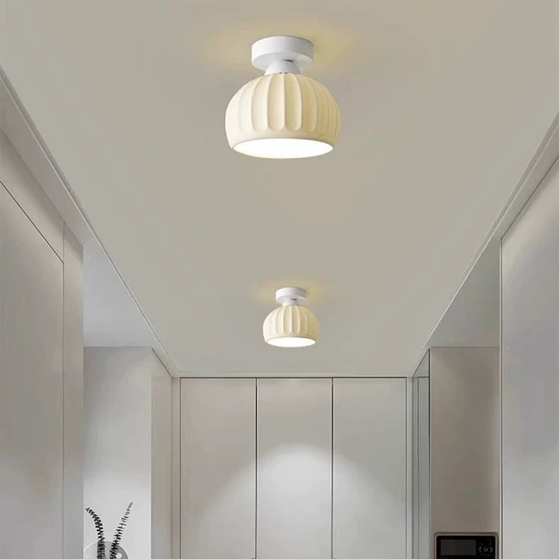 Contemporary Creative Round Iron Ceramic 1-Light Semi-Flush Mount Ceiling Light For Living Room