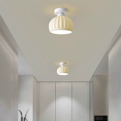 Contemporary Creative Round Iron Ceramic 1-Light Semi-Flush Mount Ceiling Light For Living Room