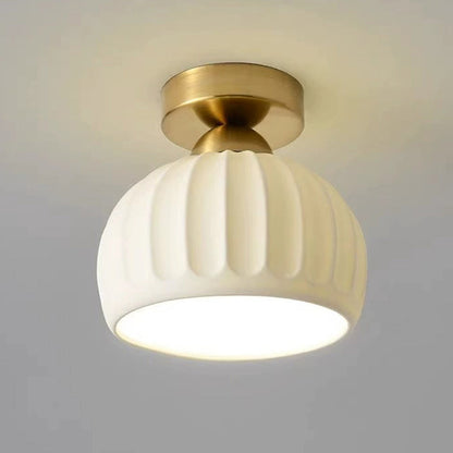 Contemporary Creative Round Iron Ceramic 1-Light Semi-Flush Mount Ceiling Light For Living Room