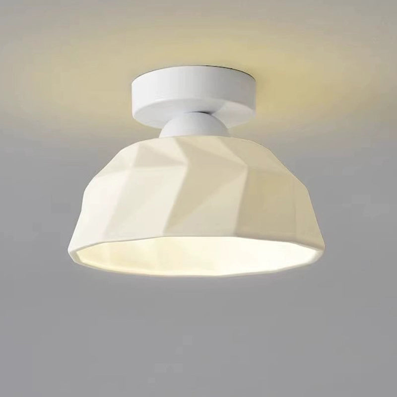 Contemporary Creative Round Iron Ceramic 1-Light Semi-Flush Mount Ceiling Light For Living Room