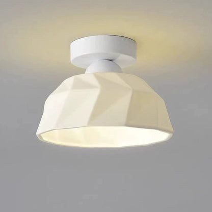 Contemporary Creative Round Iron Ceramic 1-Light Semi-Flush Mount Ceiling Light For Living Room