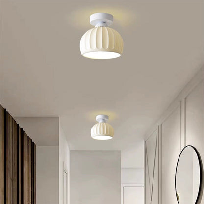 Contemporary Creative Round Iron Ceramic 1-Light Semi-Flush Mount Ceiling Light For Living Room