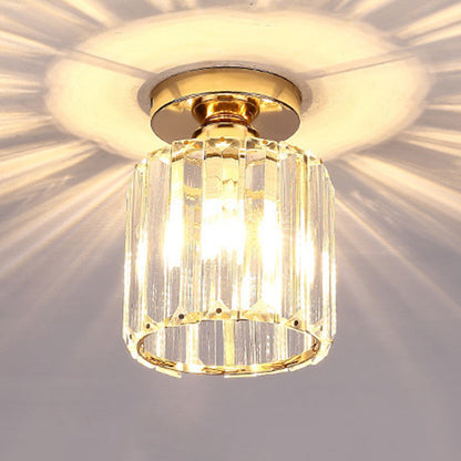 Modern Minimalist Cylinder Iron Glass 1-Light Semi-Flush Mount Ceiling Light For Living Room