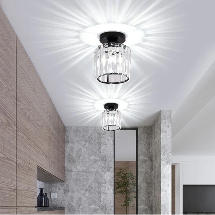 Modern Minimalist Cylinder Iron Glass 1-Light Semi-Flush Mount Ceiling Light For Living Room