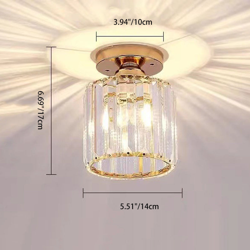 Modern Minimalist Cylinder Iron Glass 1-Light Semi-Flush Mount Ceiling Light For Living Room