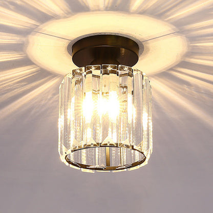 Modern Minimalist Cylinder Iron Glass 1-Light Semi-Flush Mount Ceiling Light For Living Room