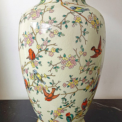 Traditional Chinese Drum Ceramic Fabric 1-Light Table Lamp For Bedroom