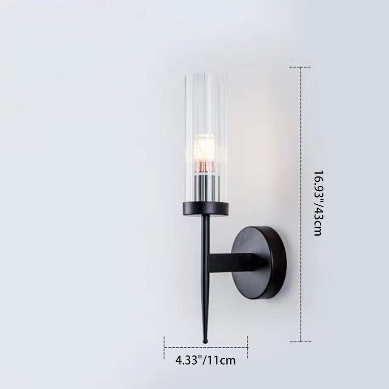 Modern Minimalist Column Iron Glass 1/2-Light Wall Sconce Lamp For Living Room
