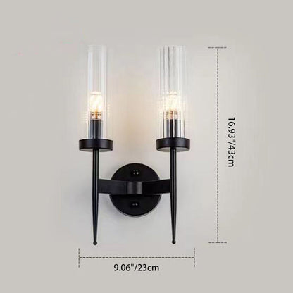 Modern Minimalist Column Iron Glass 1/2-Light Wall Sconce Lamp For Living Room
