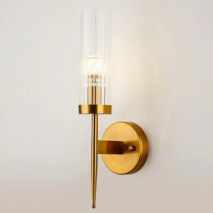 Modern Minimalist Column Iron Glass 1/2-Light Wall Sconce Lamp For Living Room