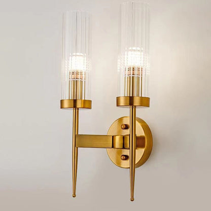 Modern Minimalist Column Iron Glass 1/2-Light Wall Sconce Lamp For Living Room