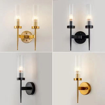 Modern Minimalist Column Iron Glass 1/2-Light Wall Sconce Lamp For Living Room