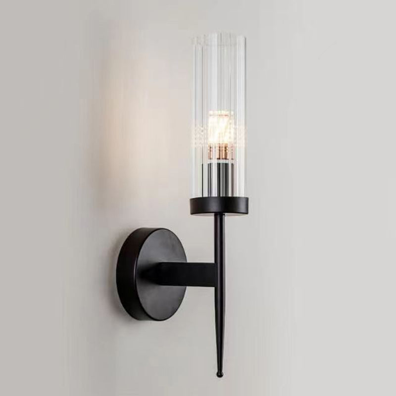 Modern Minimalist Column Iron Glass 1/2-Light Wall Sconce Lamp For Living Room