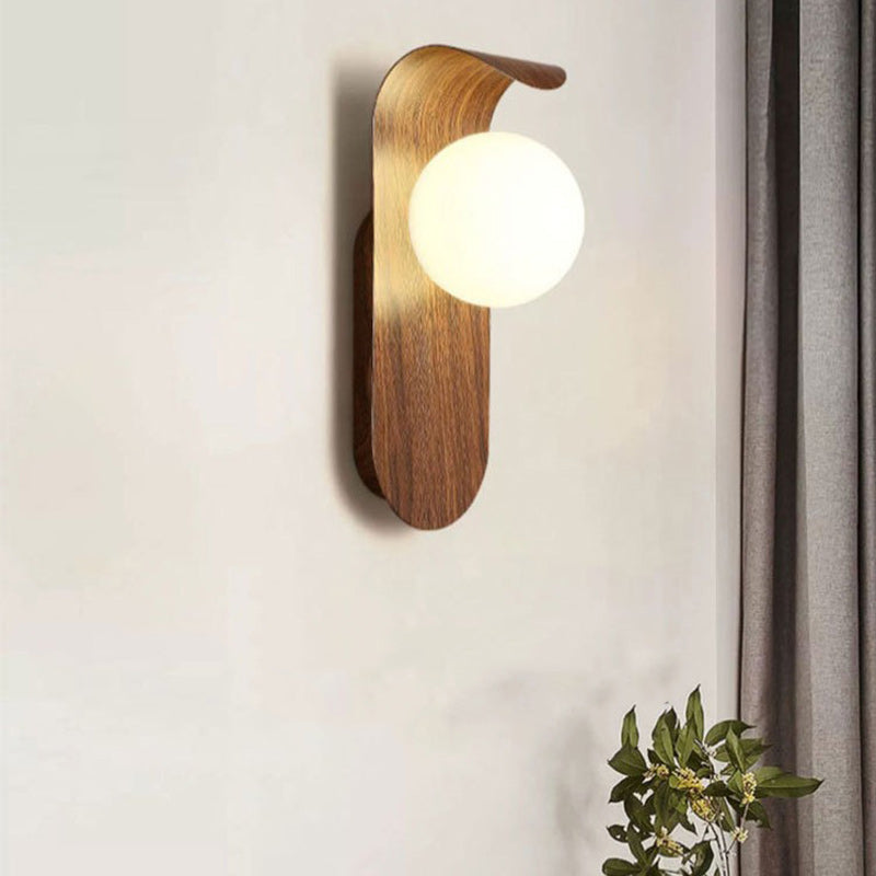 Contemporary Nordic Globe Iron Glass 1-Light Wall Sconce Lamp For Living Room