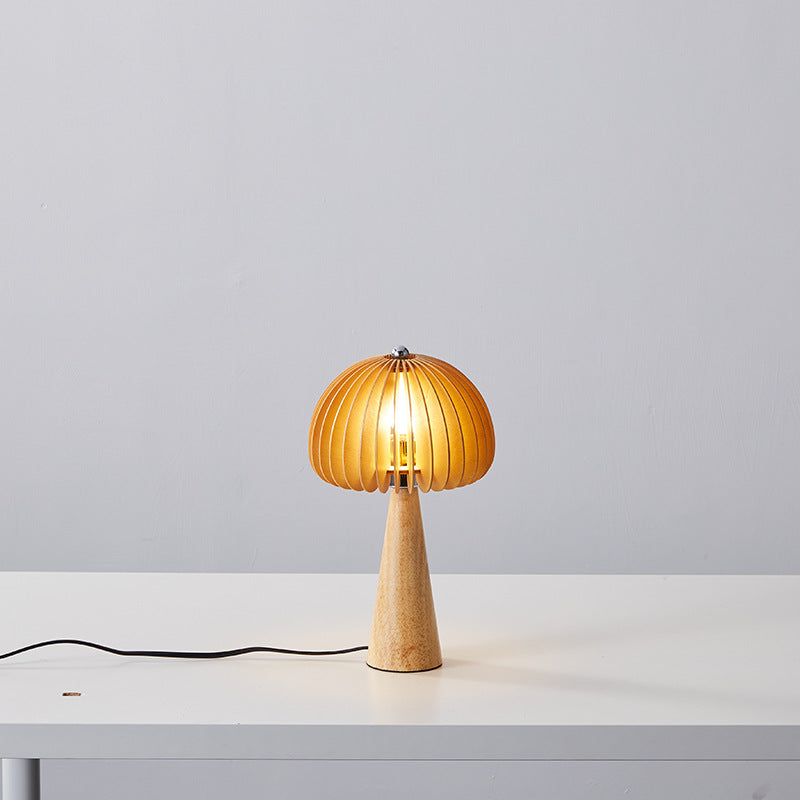 Traditional Vintage Oval Iron Wood 1-Light Table Lamp For Living Room