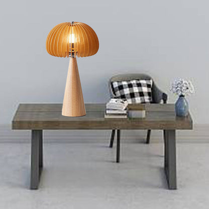 Traditional Vintage Oval Iron Wood 1-Light Table Lamp For Living Room
