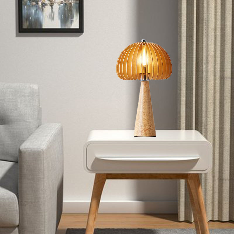 Traditional Vintage Oval Iron Wood 1-Light Table Lamp For Living Room