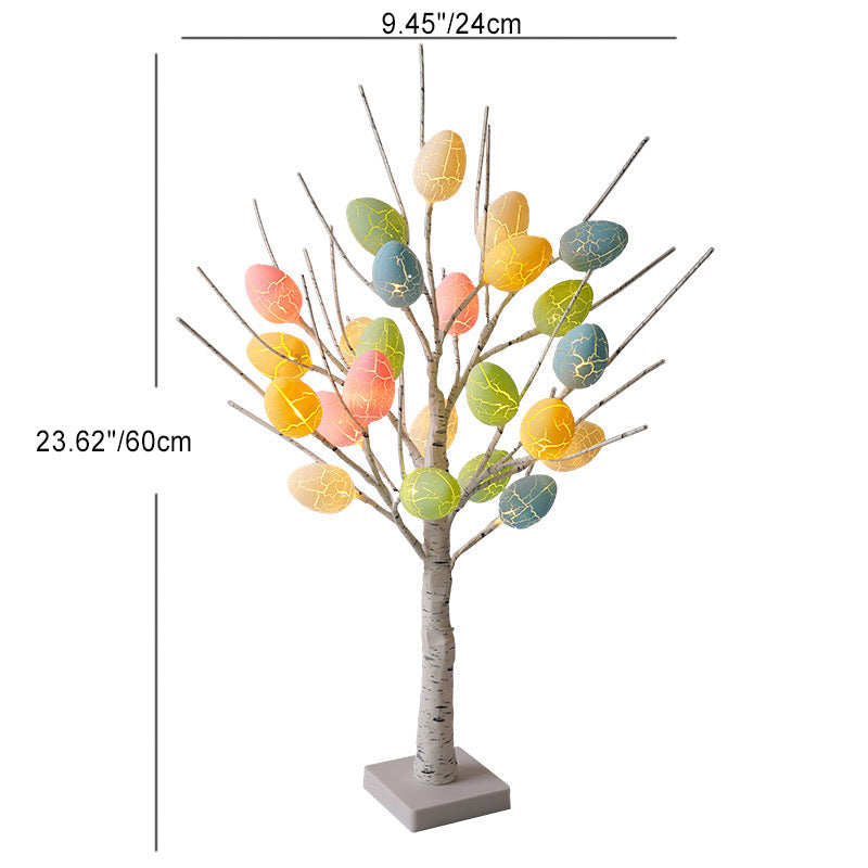 Contemporary Creative Easter Plastic Birch Eggs LED Decorative Table Lamp For Bedroom