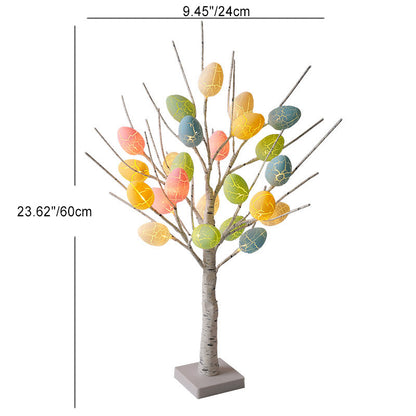 Contemporary Creative Easter Plastic Birch Eggs LED Decorative Table Lamp For Bedroom